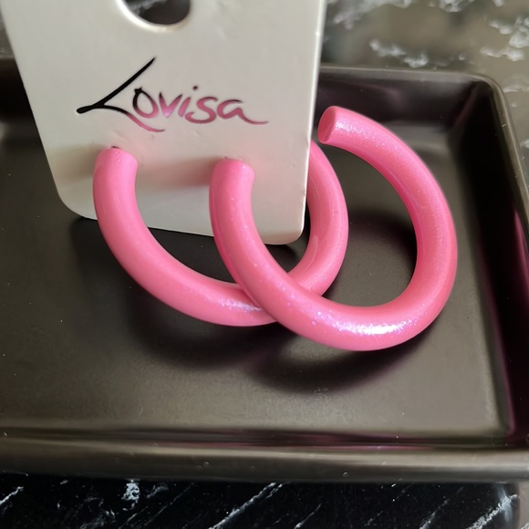 💎💖Lovisa Timeless Enamel Coated Pink Hoop Earrings-NWT - Picture 13 of 14